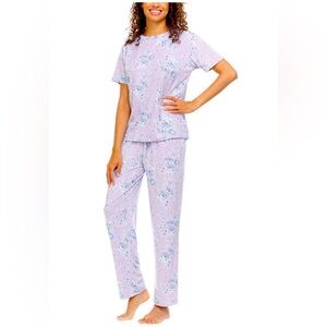 Women’s Sleep Loungewear Flora Nikrooz 2pc PJ Purple Short Sleeve Sz XXL, 2X, 3X